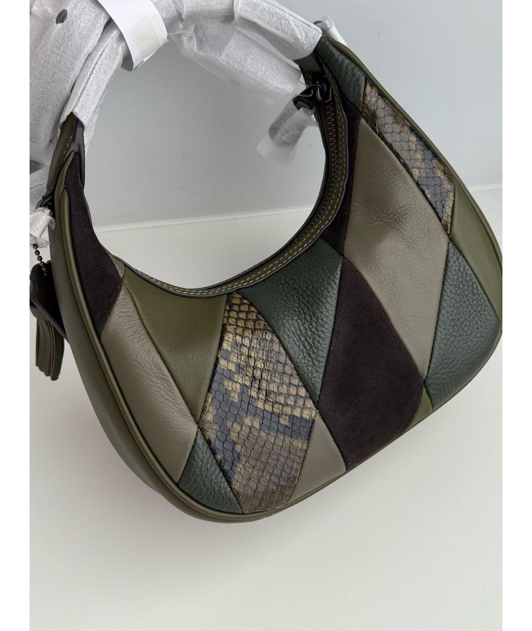 COACH Хаки кожаная сумка через плечо, фото 3