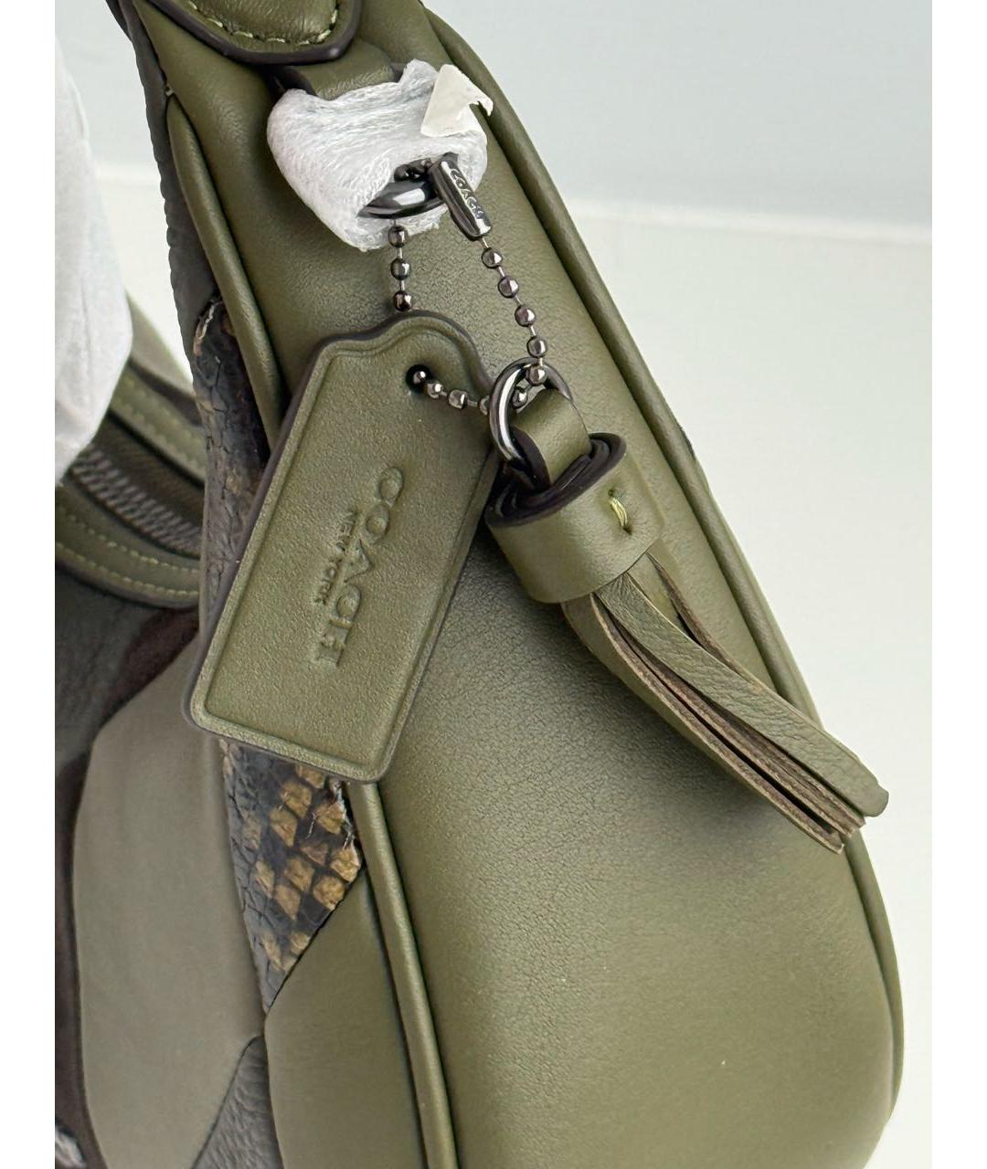 COACH Хаки кожаная сумка через плечо, фото 5