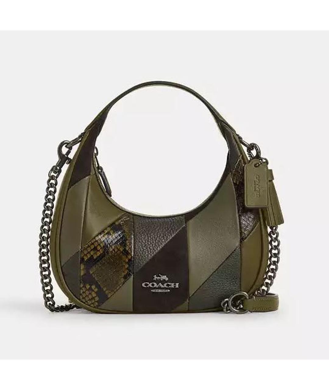 COACH Хаки кожаная сумка через плечо, фото 10