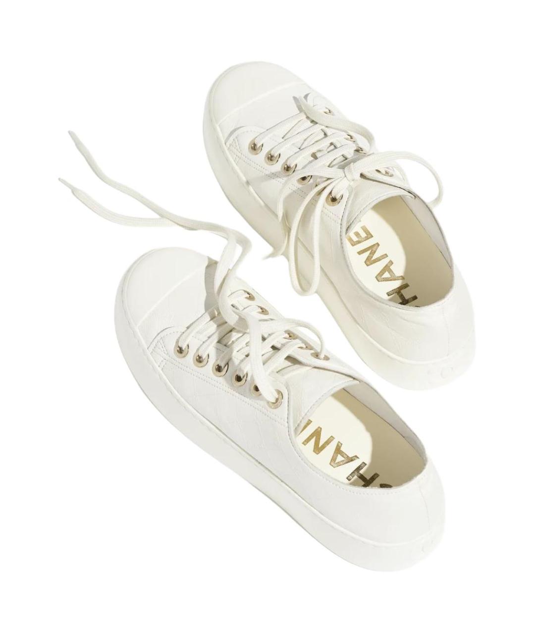 CHANEL Белые кожаные кроссовки, фото 4