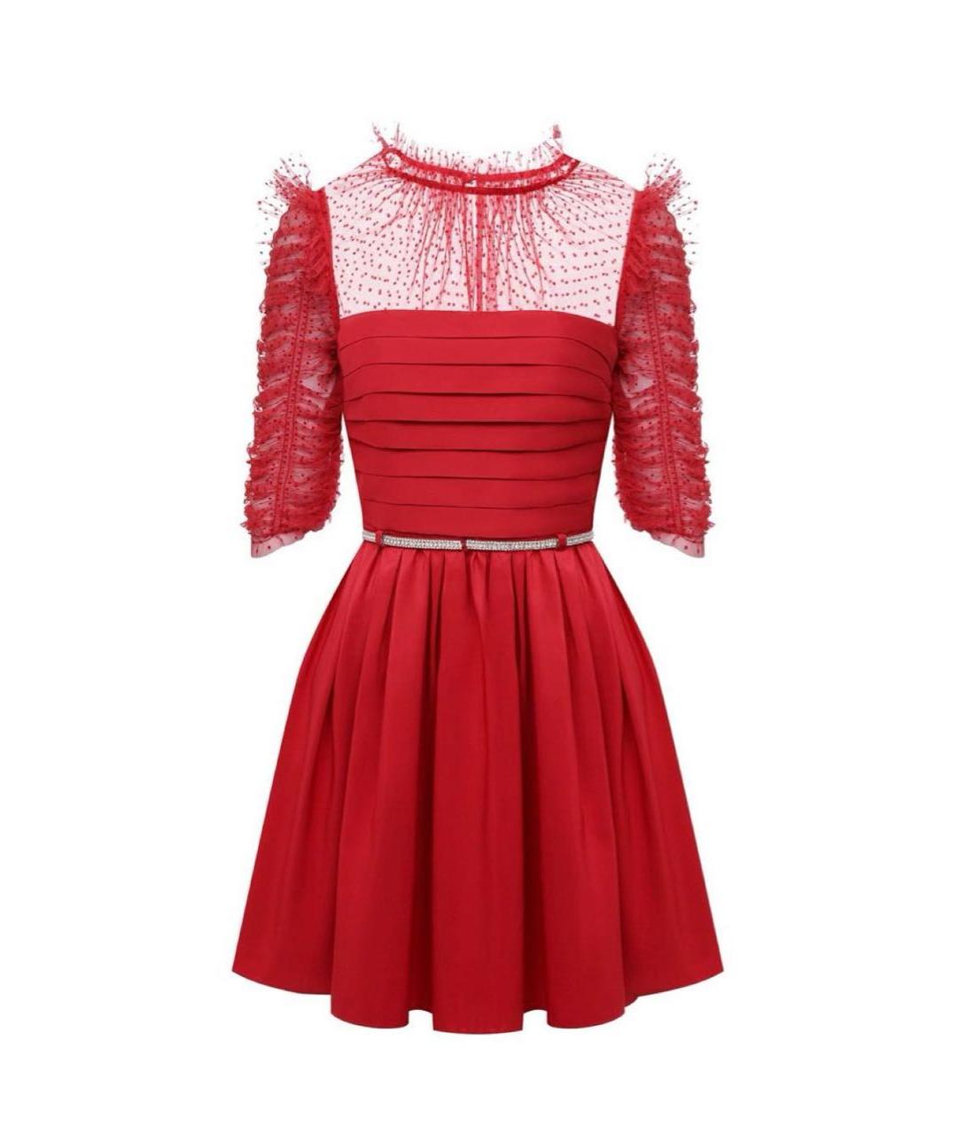 SELF-PORTRAIT Красное полиамидовое коктейльное платье, фото 4