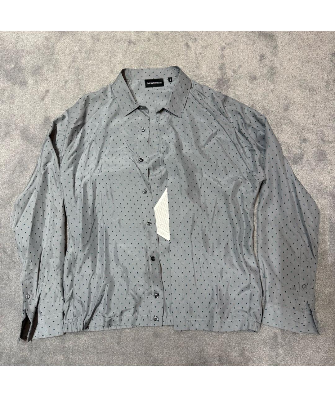 EMPORIO ARMANI Серая шелковая кэжуал рубашка, фото 8