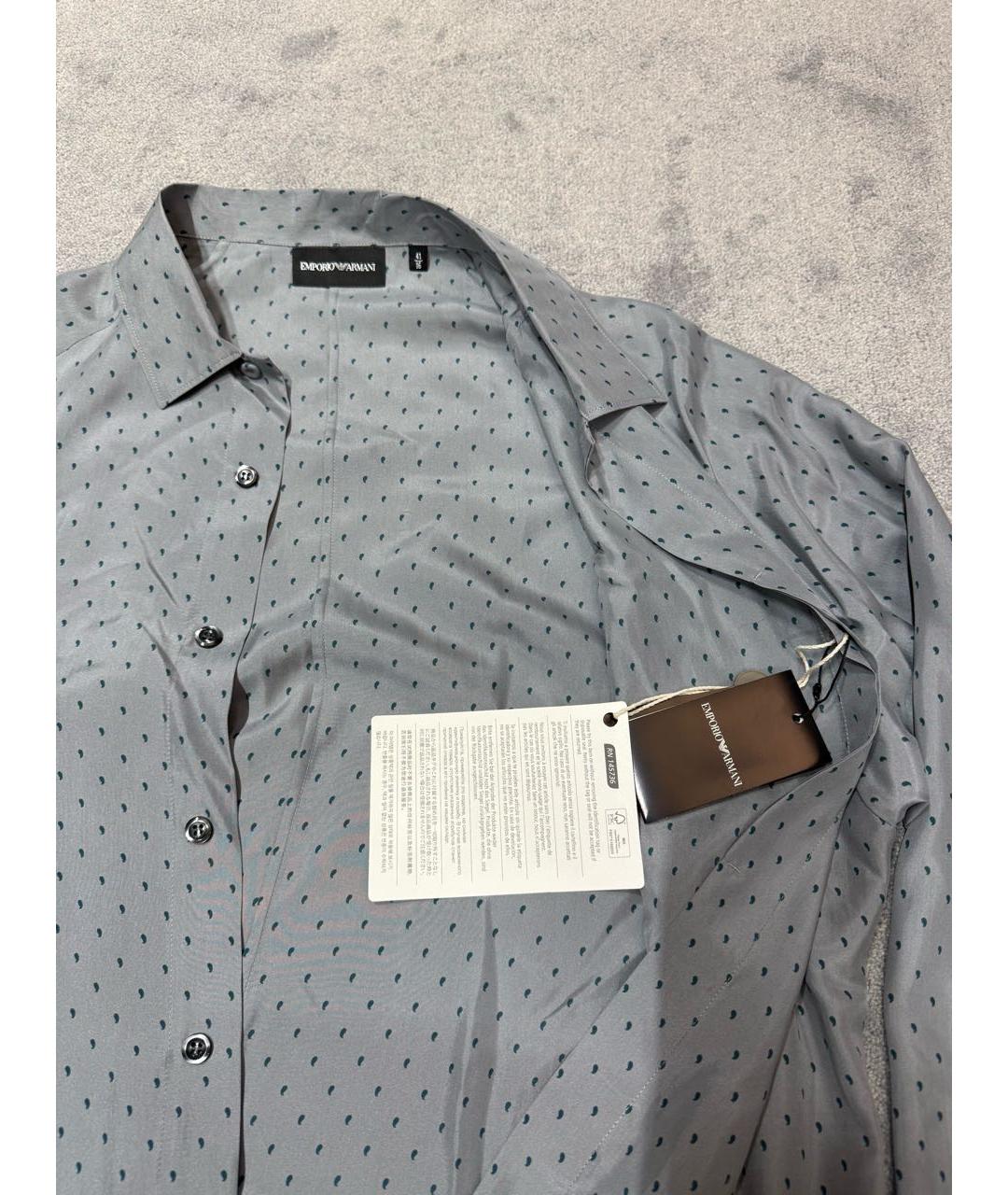 EMPORIO ARMANI Серая шелковая кэжуал рубашка, фото 3
