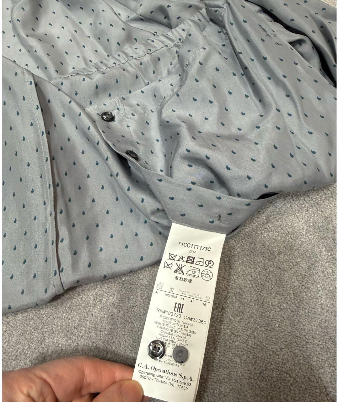 EMPORIO ARMANI Серая шелковая кэжуал рубашка, фото 4