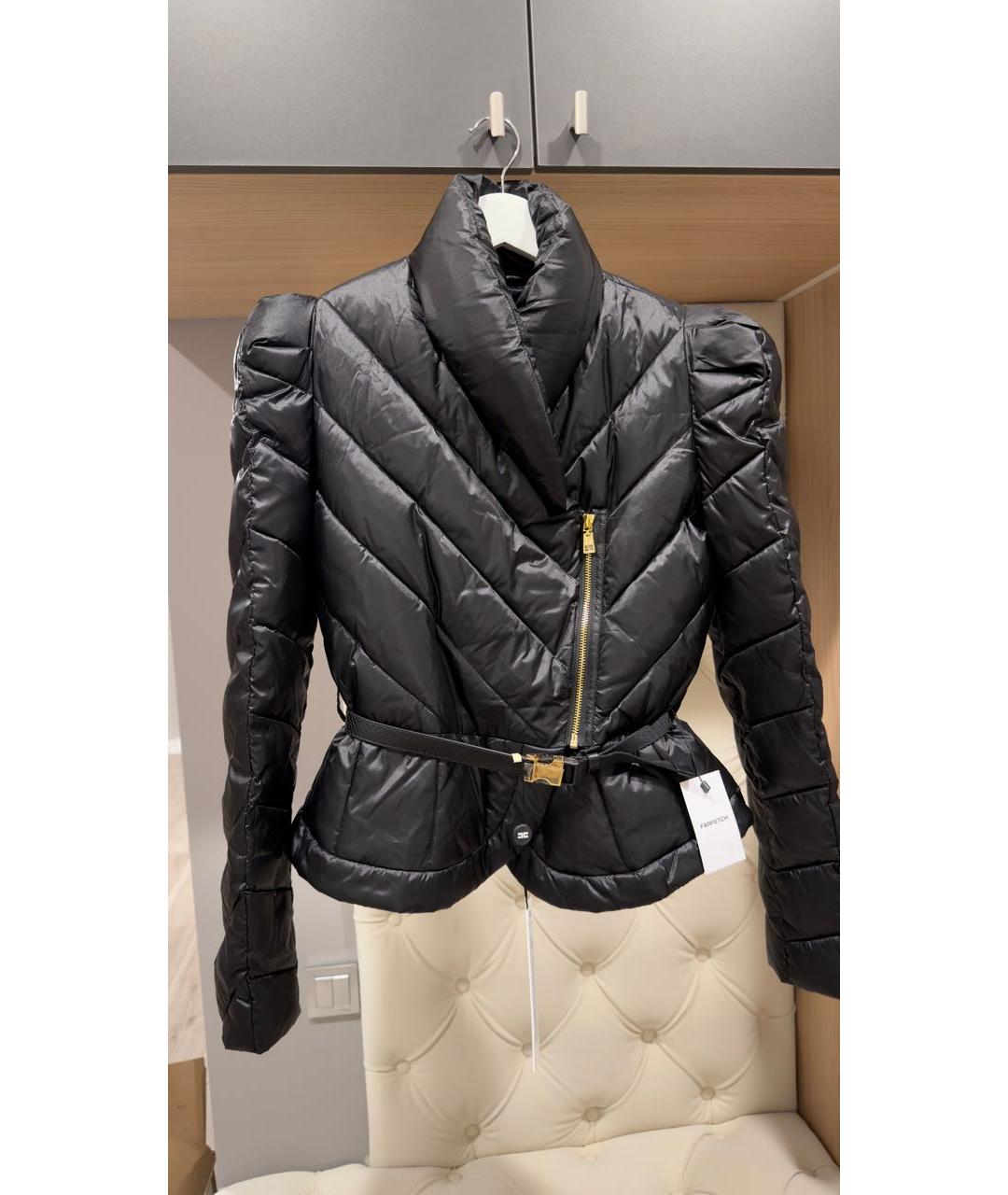 ELISABETTA FRANCHI Черная полиамидовая куртка, фото 7