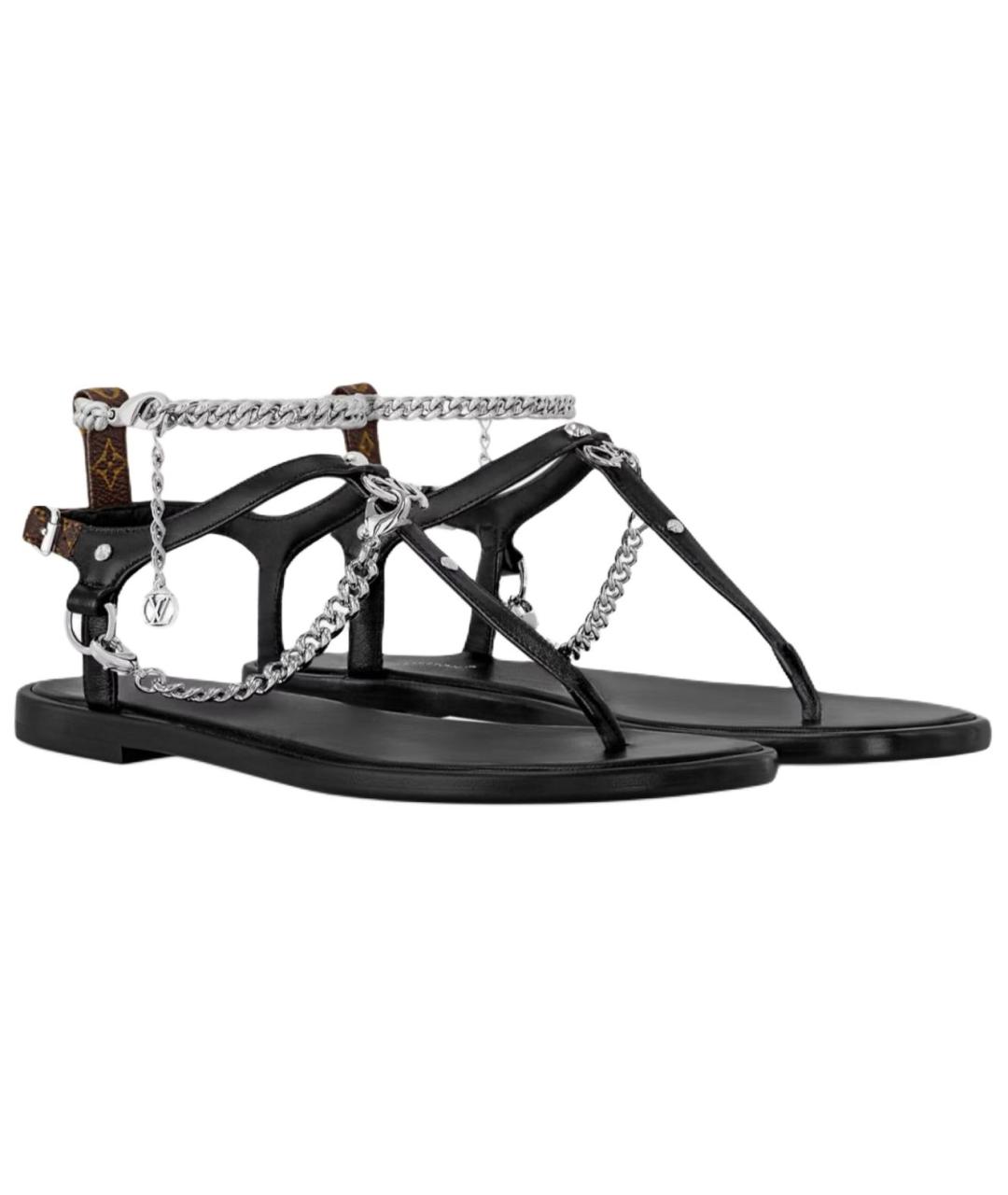 LOUIS VUITTON Черные босоножки, фото 4