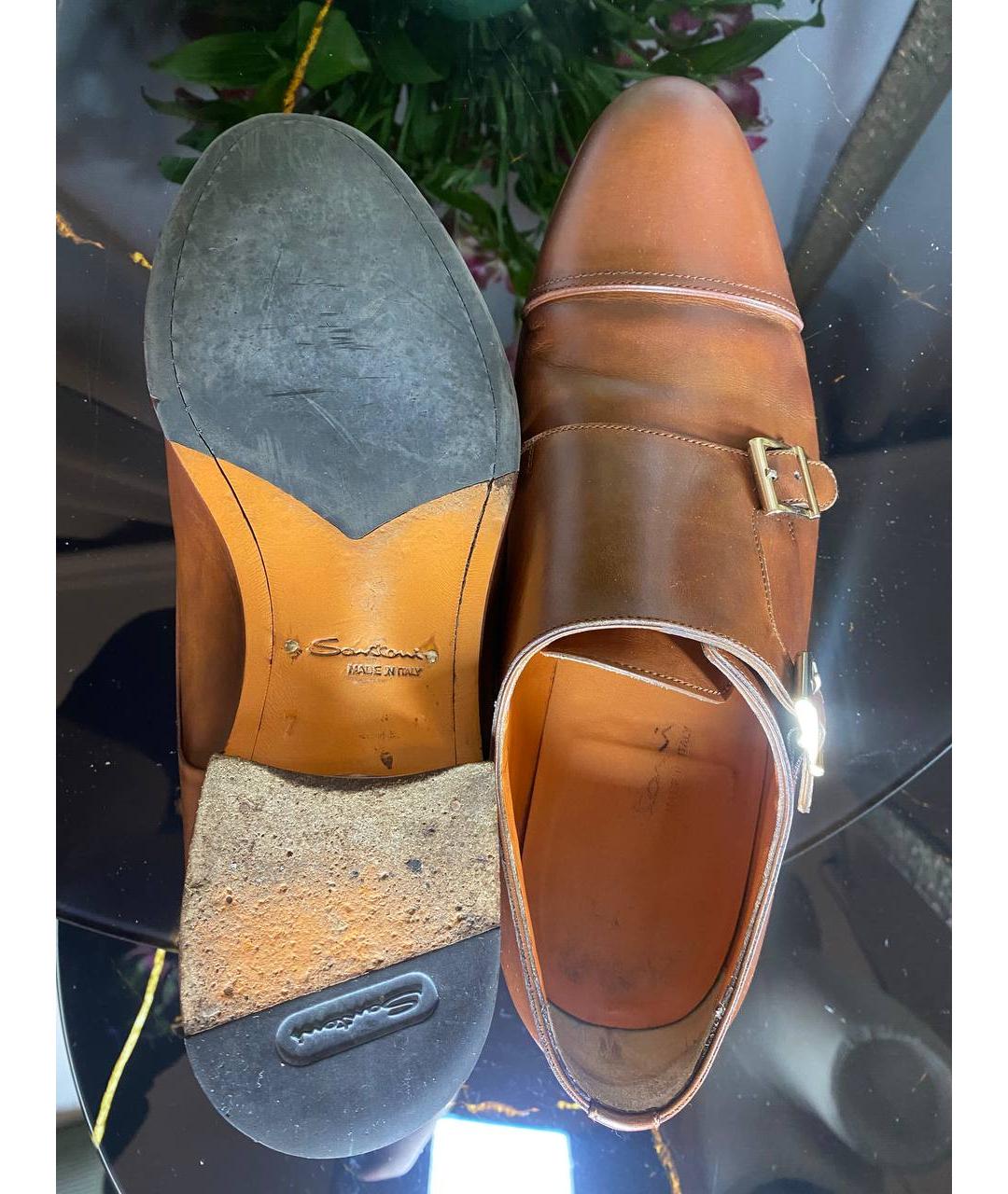 SANTONI Коричневые кожаные туфли, фото 5