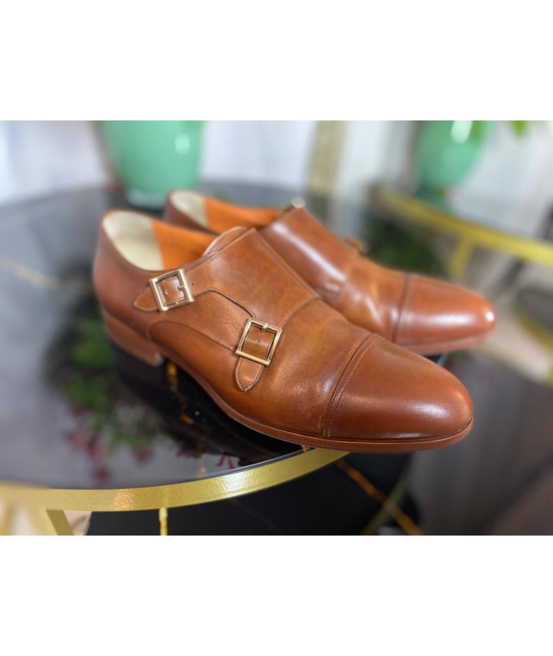 SANTONI Коричневые кожаные туфли, фото 2