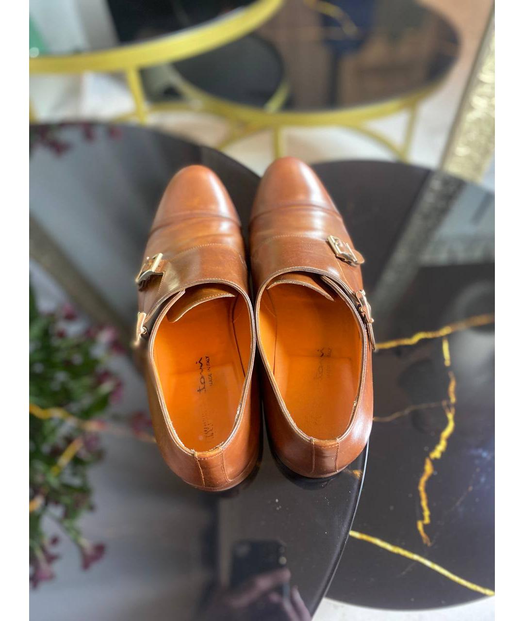 SANTONI Коричневые кожаные туфли, фото 3