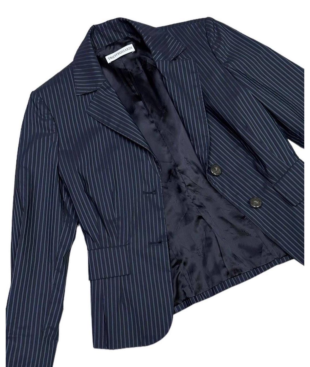 TRUSSARDI Темно-синий хлопковый костюм с юбками, фото 4