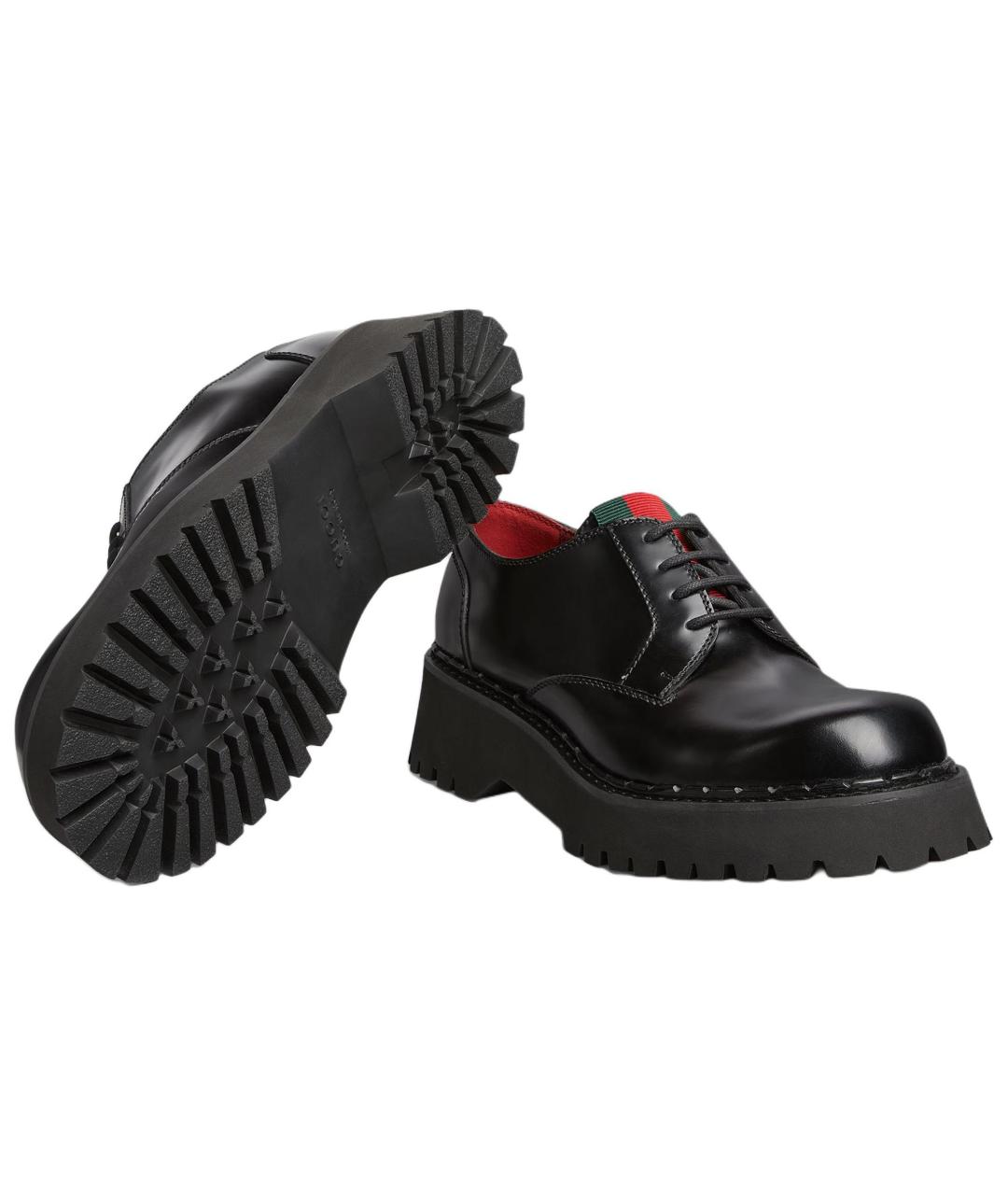 GUCCI Черные кожаные низкие ботинки, фото 6