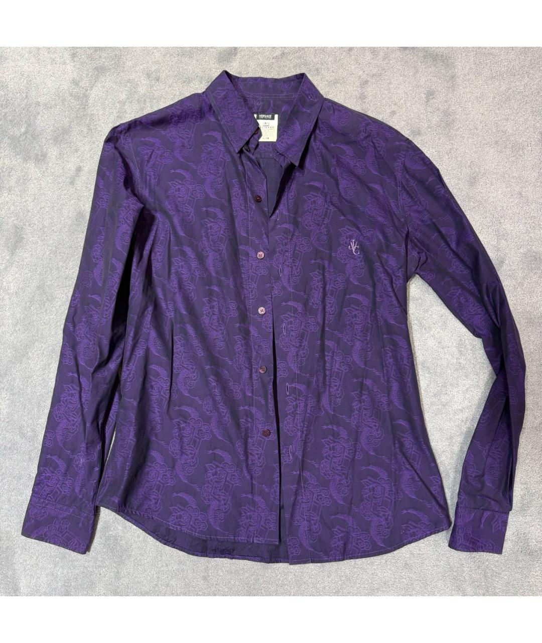 VERSACE JEANS COUTURE Фиолетовая хлопковая кэжуал рубашка, фото 7