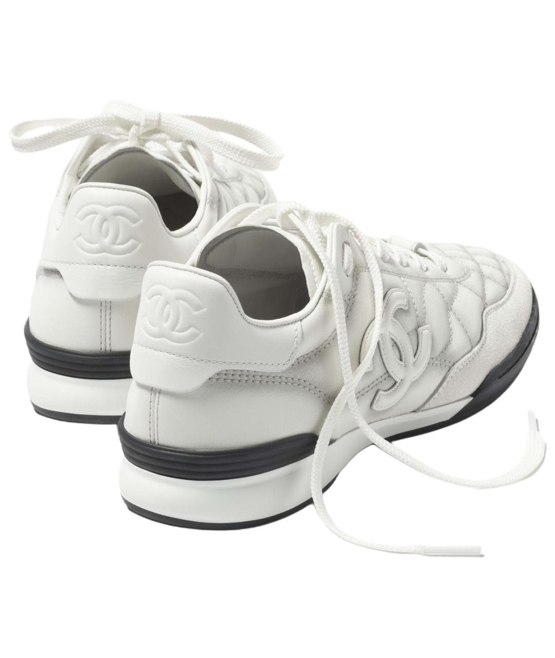 CHANEL Белые кожаные кроссовки, фото 5