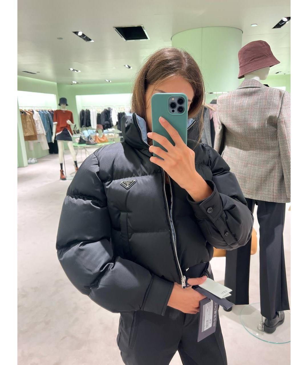 PRADA Черный полиэстеровый пуховик, фото 2