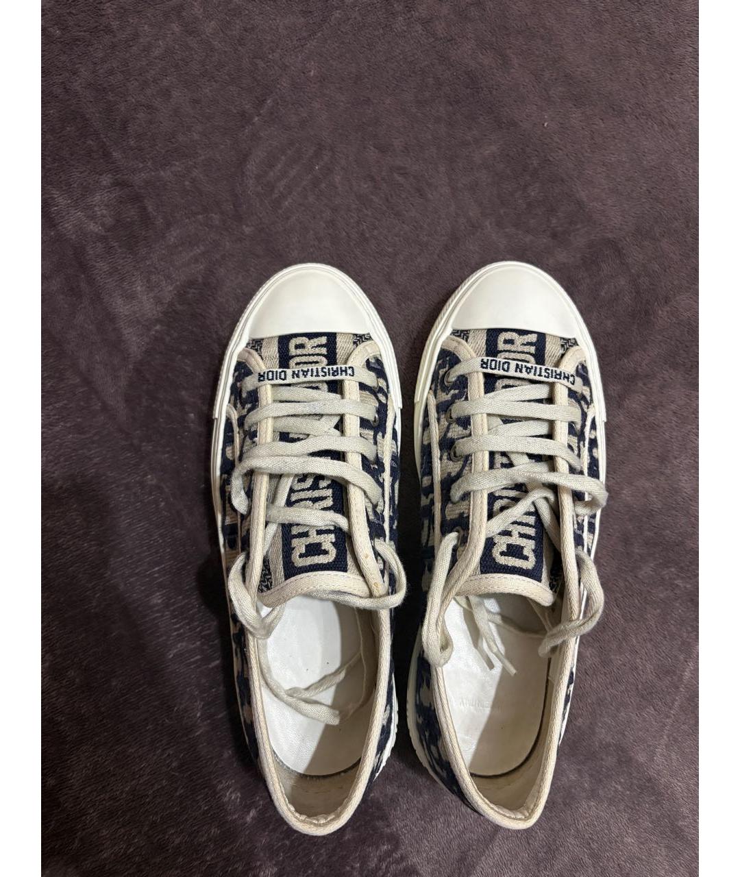 CHRISTIAN DIOR Бежевые текстильные кеды, фото 3