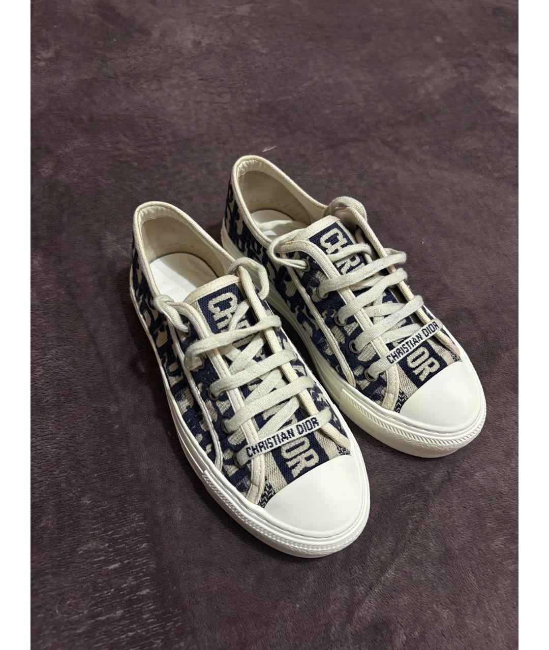 CHRISTIAN DIOR Бежевые текстильные кеды, фото 5