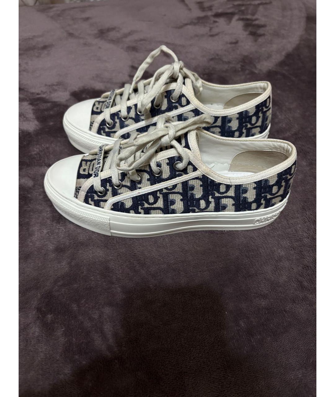 CHRISTIAN DIOR Бежевые текстильные кеды, фото 6