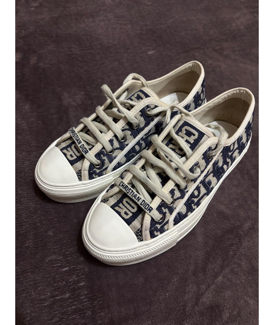 CHRISTIAN DIOR Бежевые текстильные кеды, фото 7