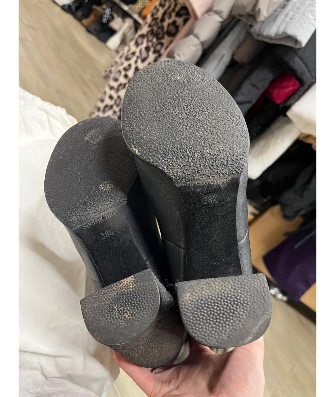 SEE BY CHLOE Черные кожаные сапоги, фото 7