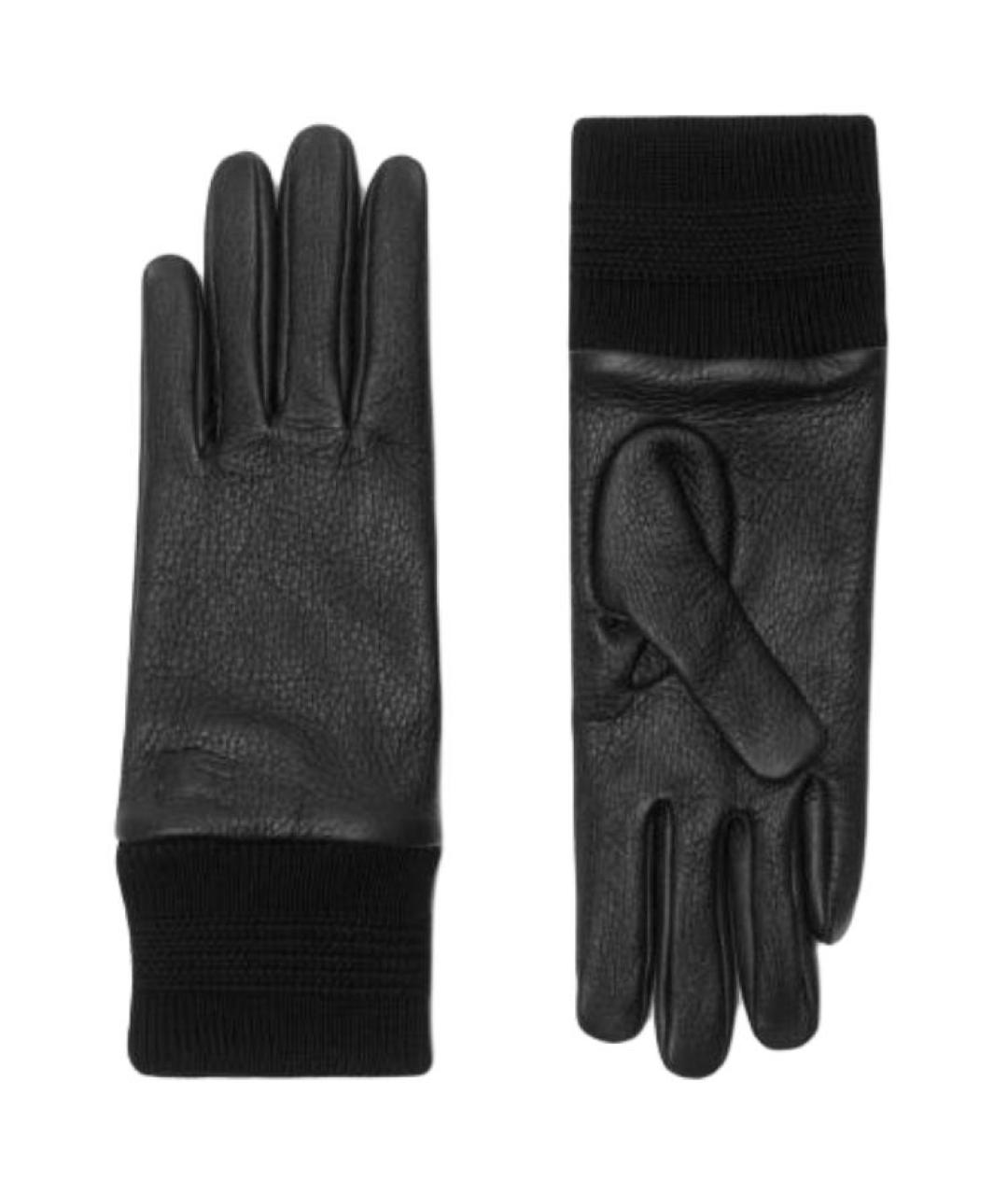 BURBERRY Черные кожаные перчатки, фото 2