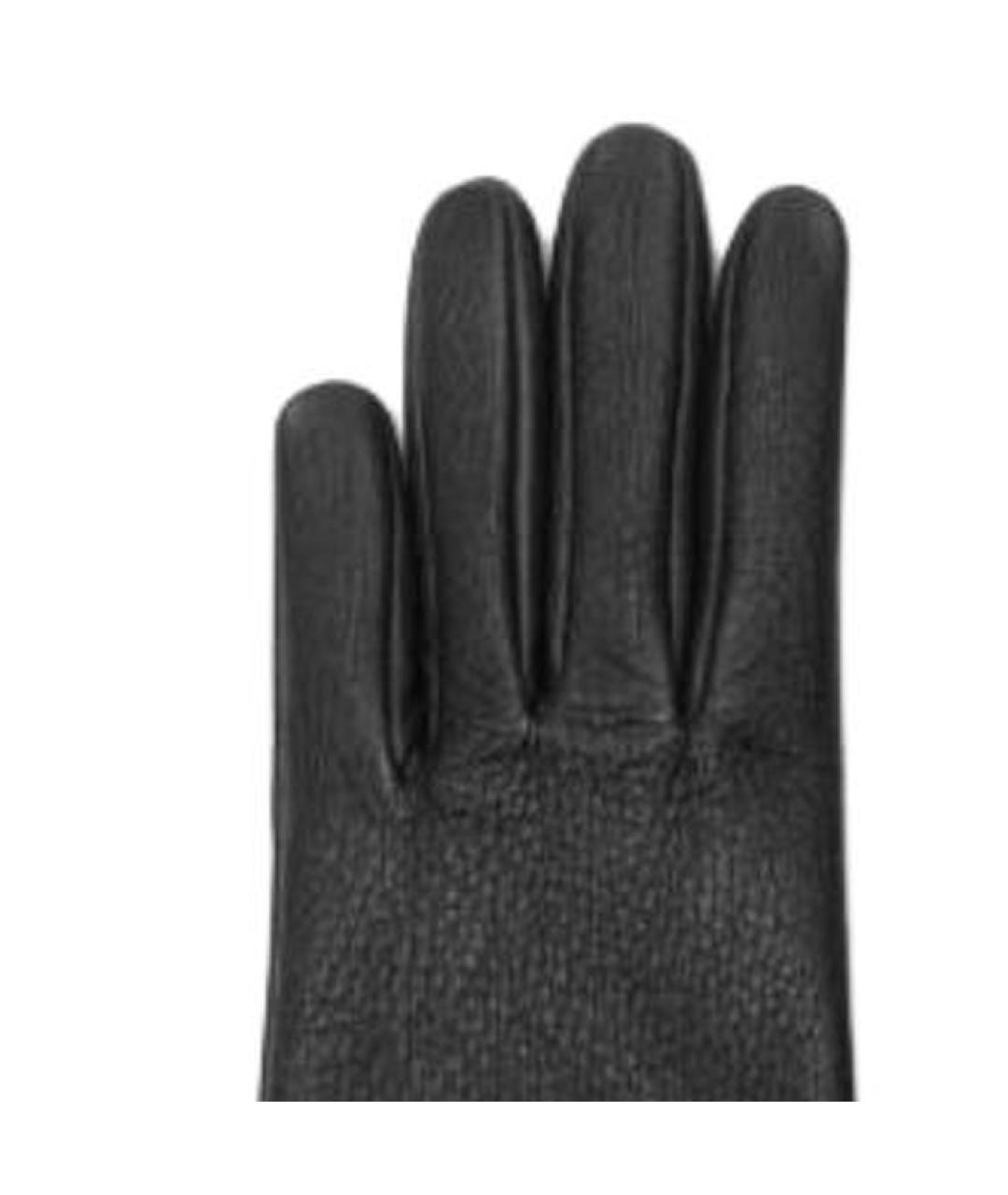 BURBERRY Черные кожаные перчатки, фото 3