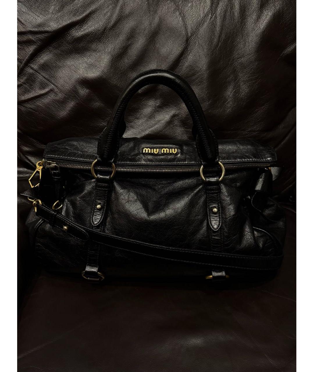 MIU MIU Черная кожаная сумка через плечо, фото 2