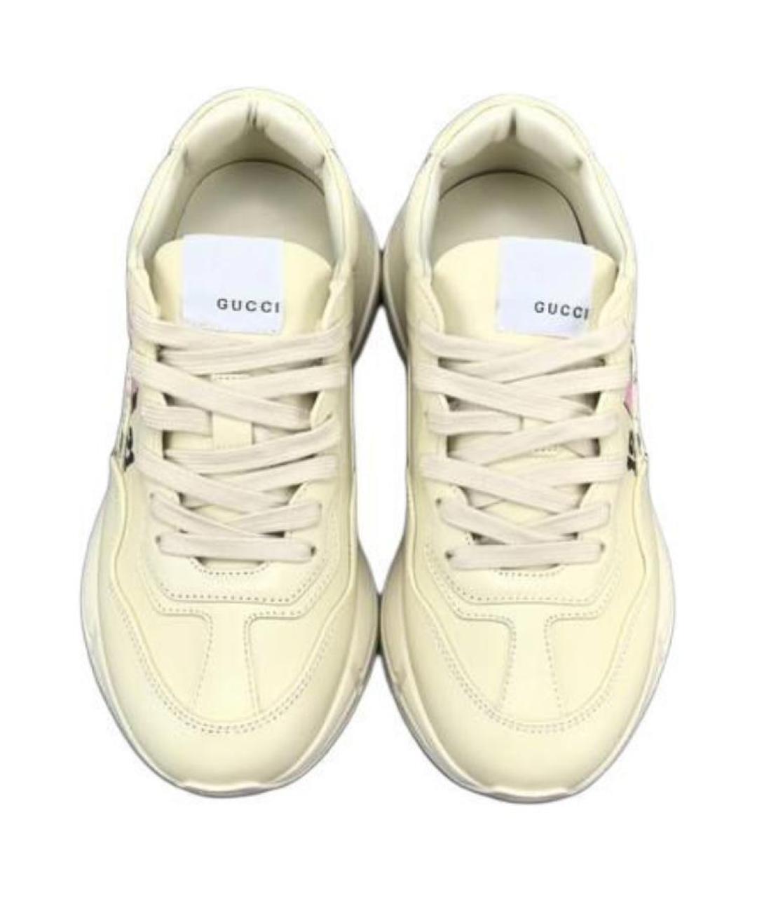GUCCI Белые кожаные кроссовки, фото 6