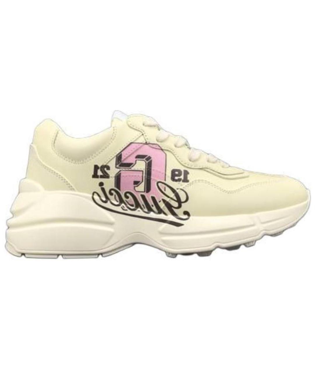 GUCCI Белые кожаные кроссовки, фото 1