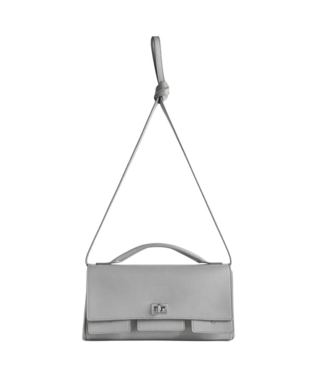 BALENCIAGA Серая кожаная сумка через плечо, фото 2