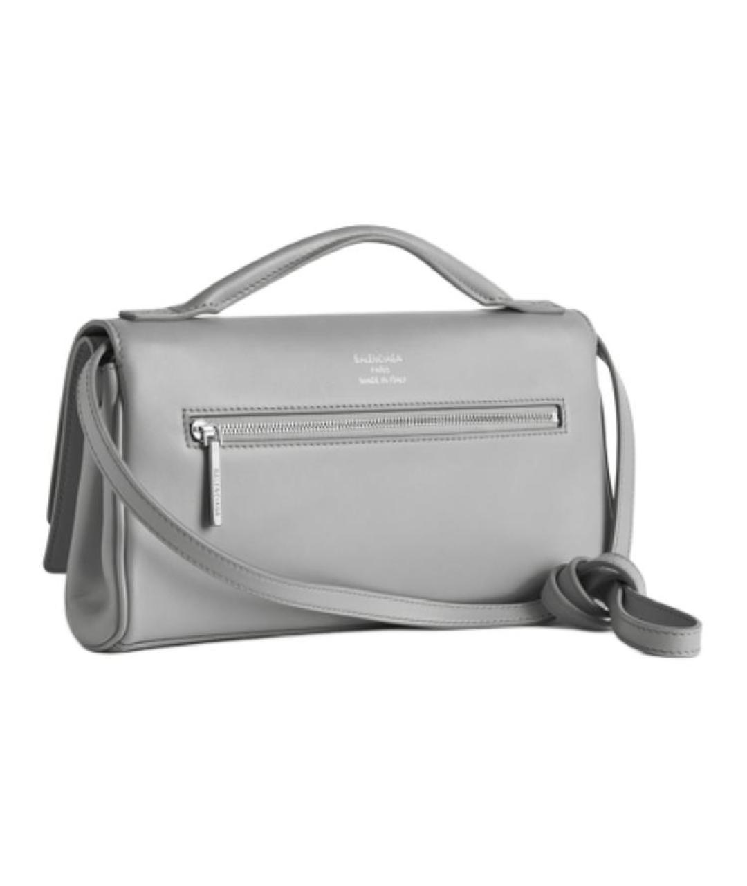 BALENCIAGA Серая кожаная сумка через плечо, фото 3