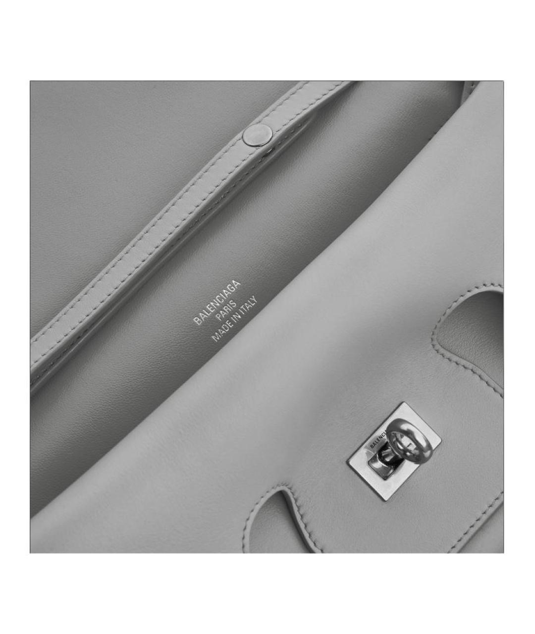 BALENCIAGA Серая кожаная сумка через плечо, фото 5
