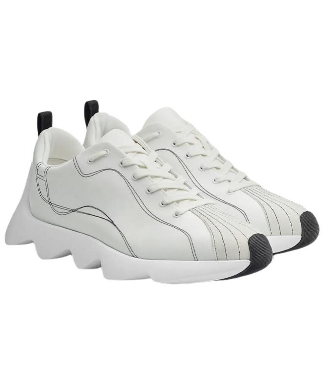 HERMES Белые кожаные низкие кроссовки / кеды, фото 3