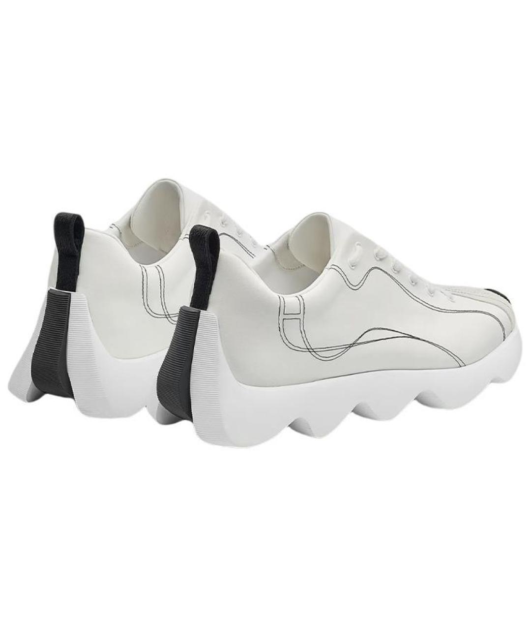 HERMES Белые кожаные низкие кроссовки / кеды, фото 4