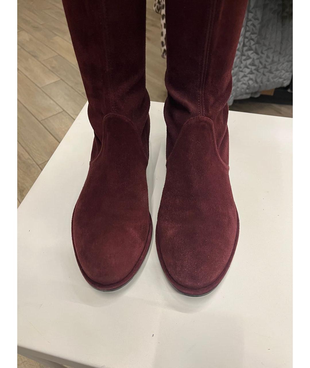 STUART WEITZMAN Бордовые замшевые ботфорты, фото 5