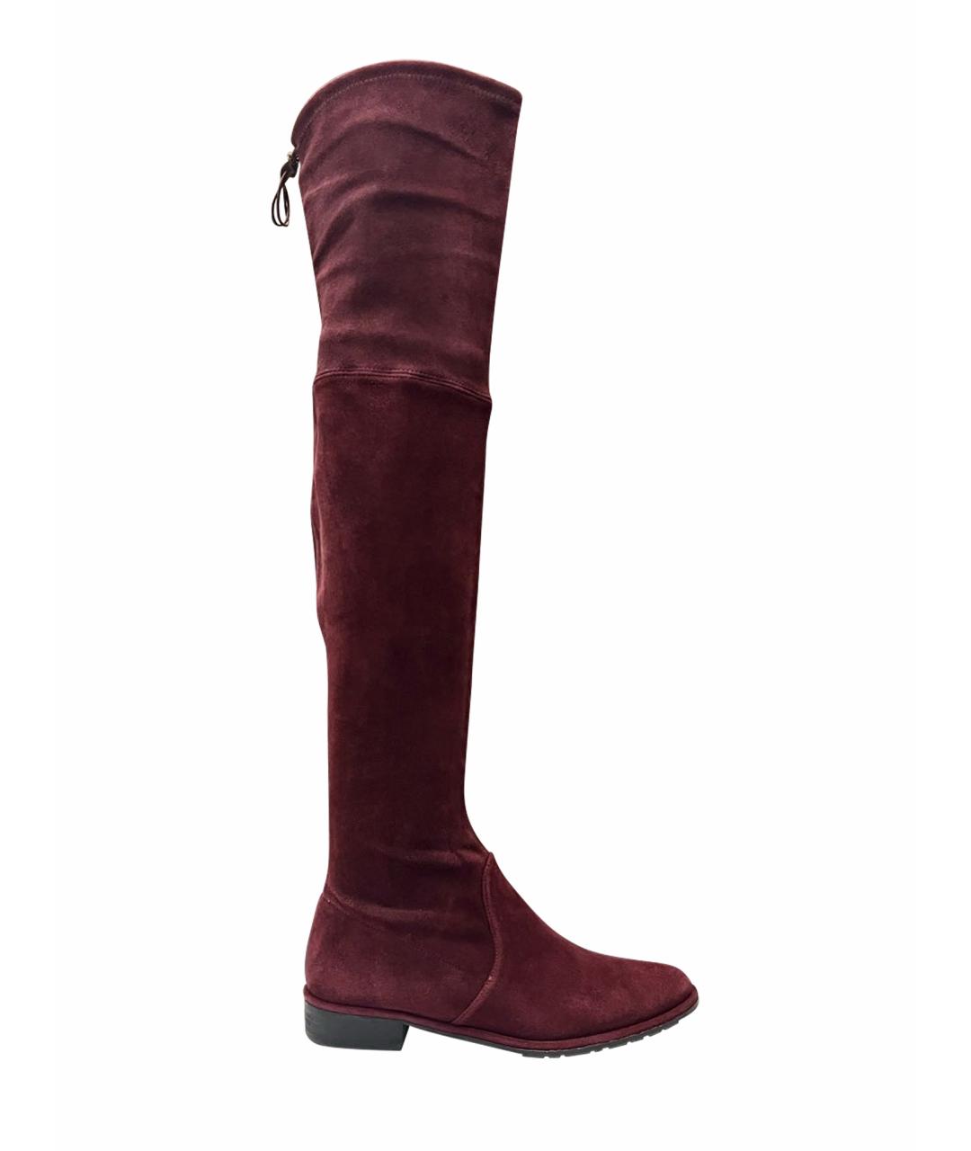 STUART WEITZMAN Бордовые замшевые ботфорты, фото 1