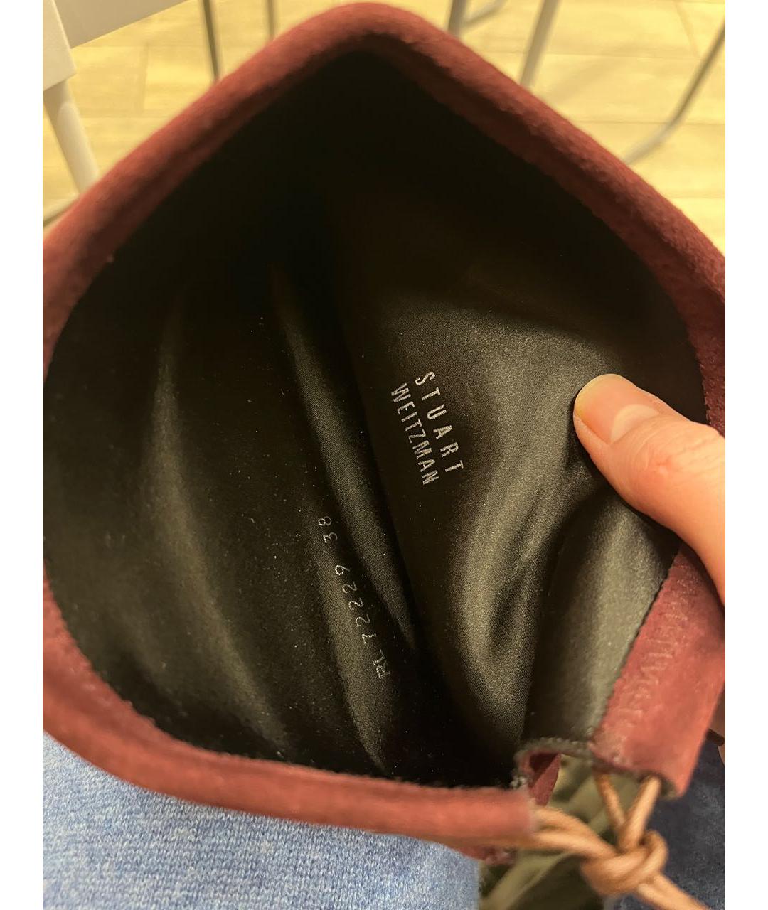 STUART WEITZMAN Бордовые замшевые ботфорты, фото 8