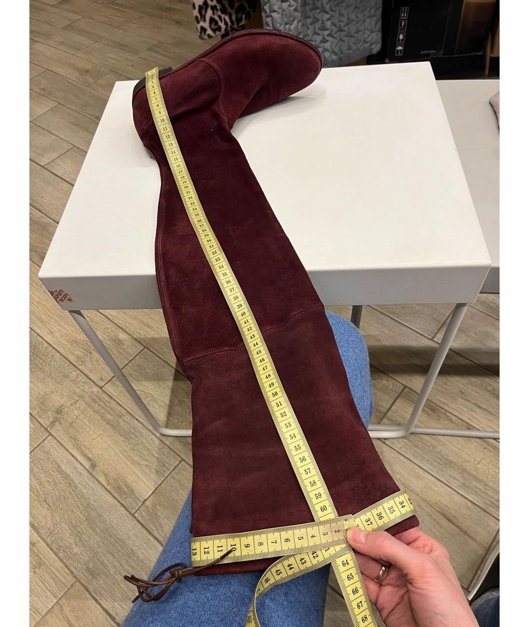 STUART WEITZMAN Бордовые замшевые ботфорты, фото 6