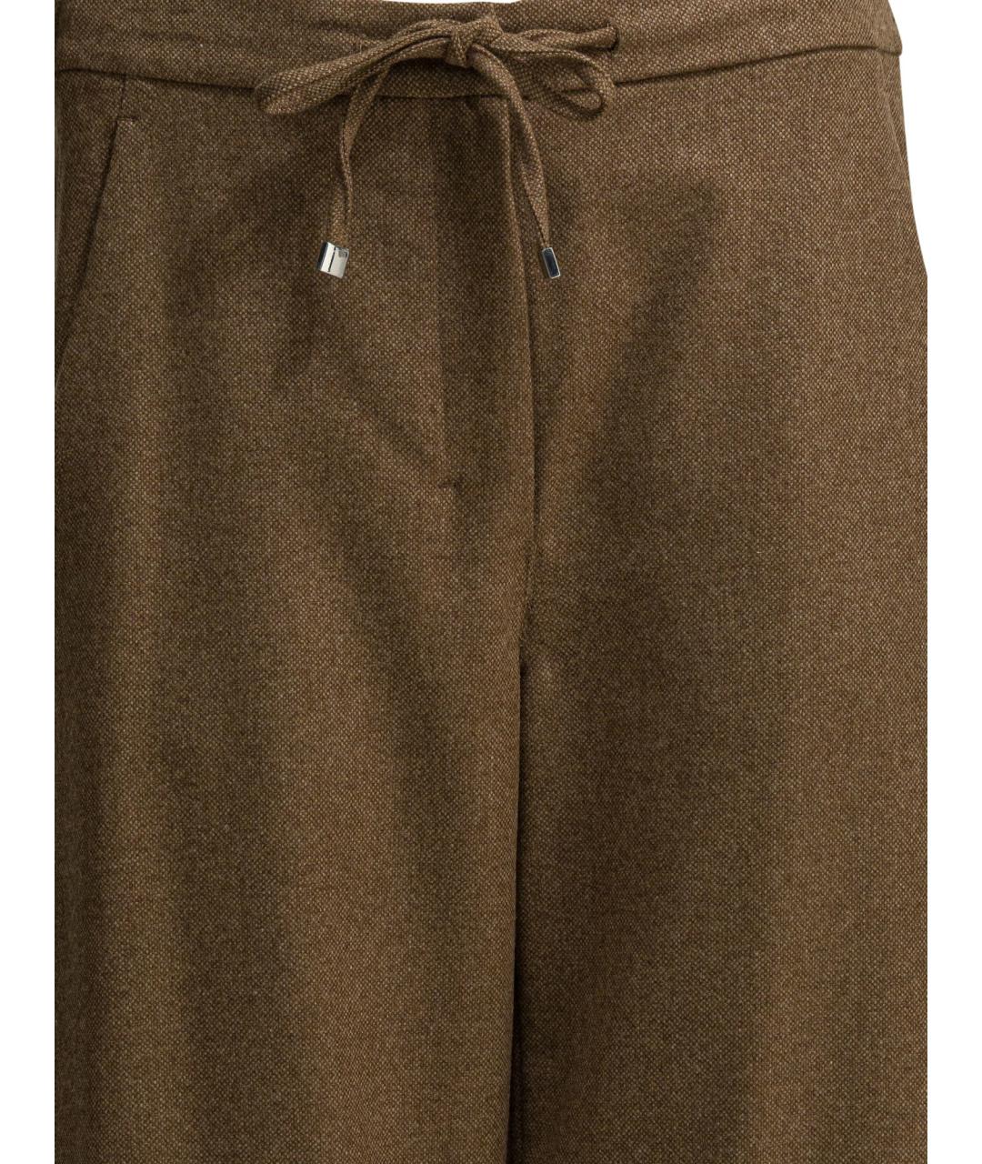 'S MAX MARA Бежевые шерстяные прямые брюки, фото 3