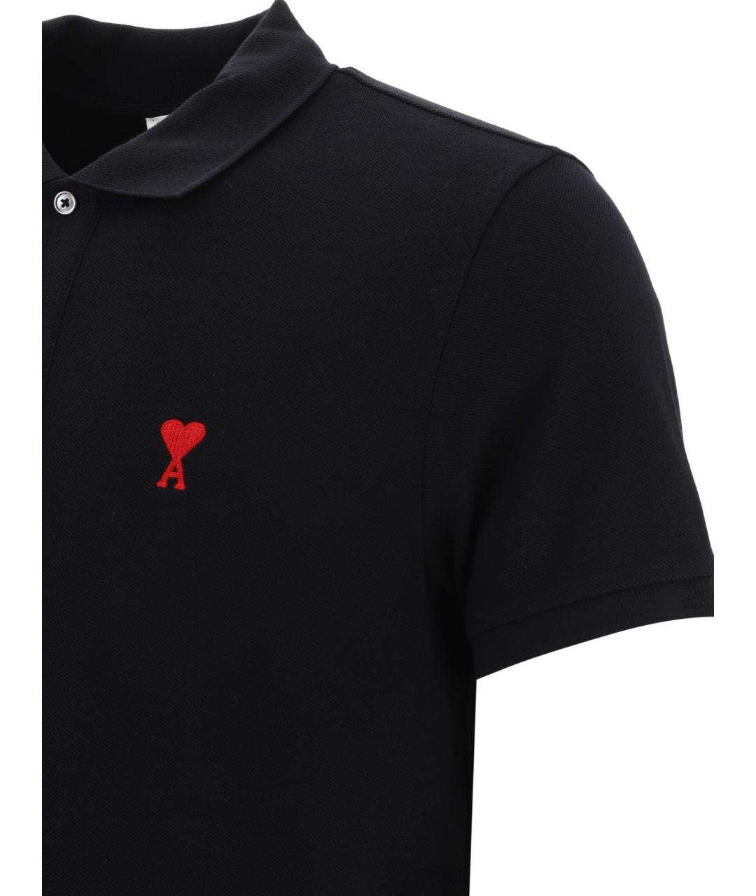 Ami Paris Черное хлопковое поло с коротким рукавом, фото 4