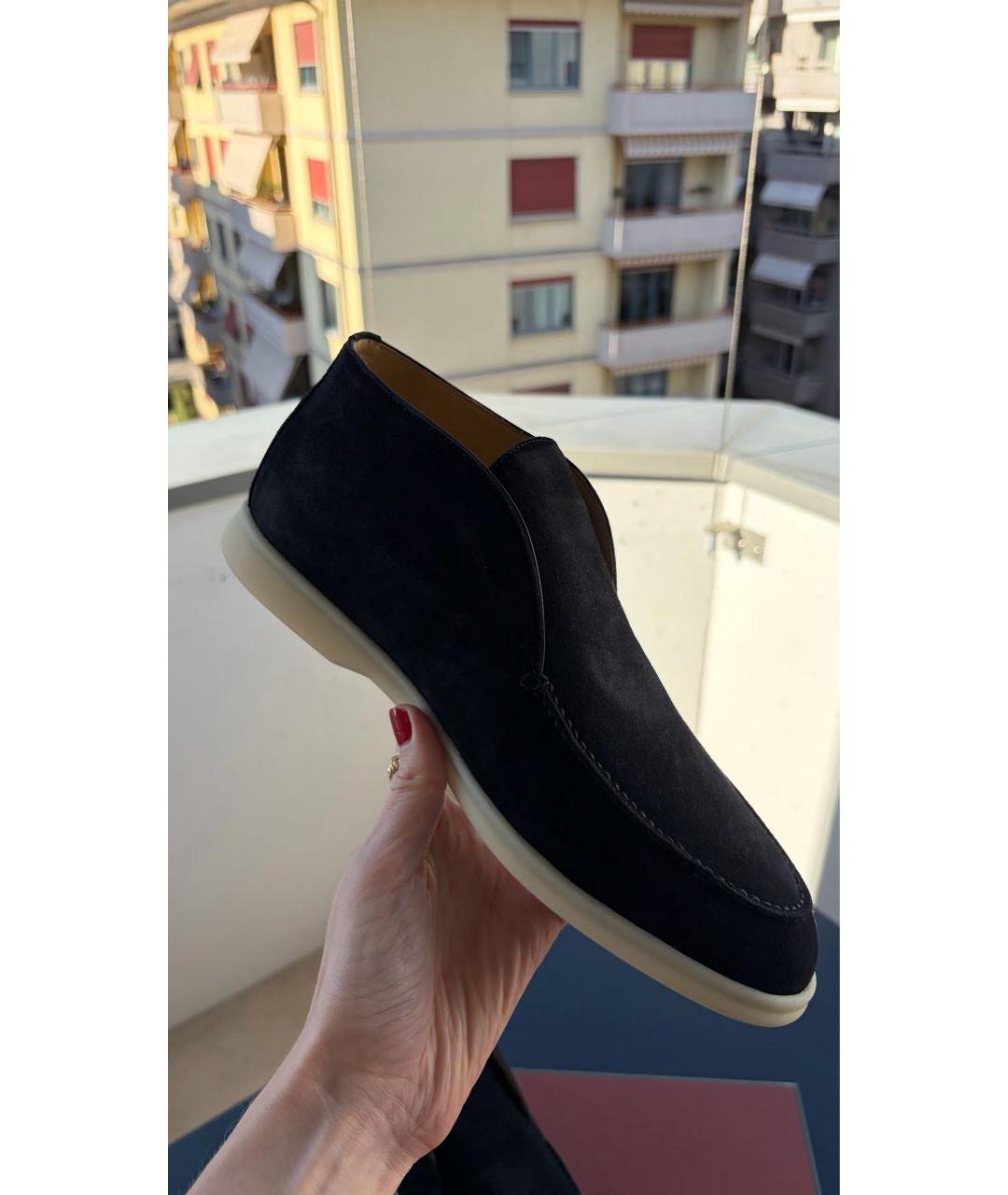 LORO PIANA Черные замшевые лоферы, фото 5