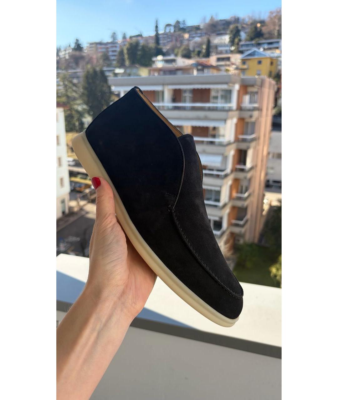 LORO PIANA Черные замшевые лоферы, фото 3