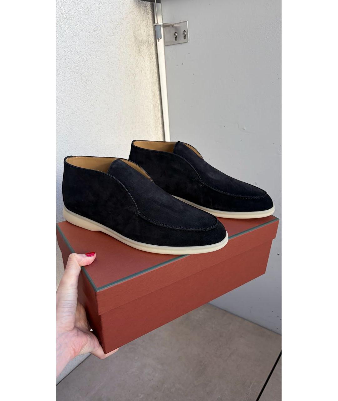 LORO PIANA Черные замшевые лоферы, фото 6