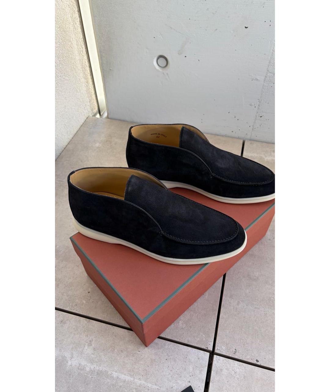 LORO PIANA Черные замшевые лоферы, фото 2