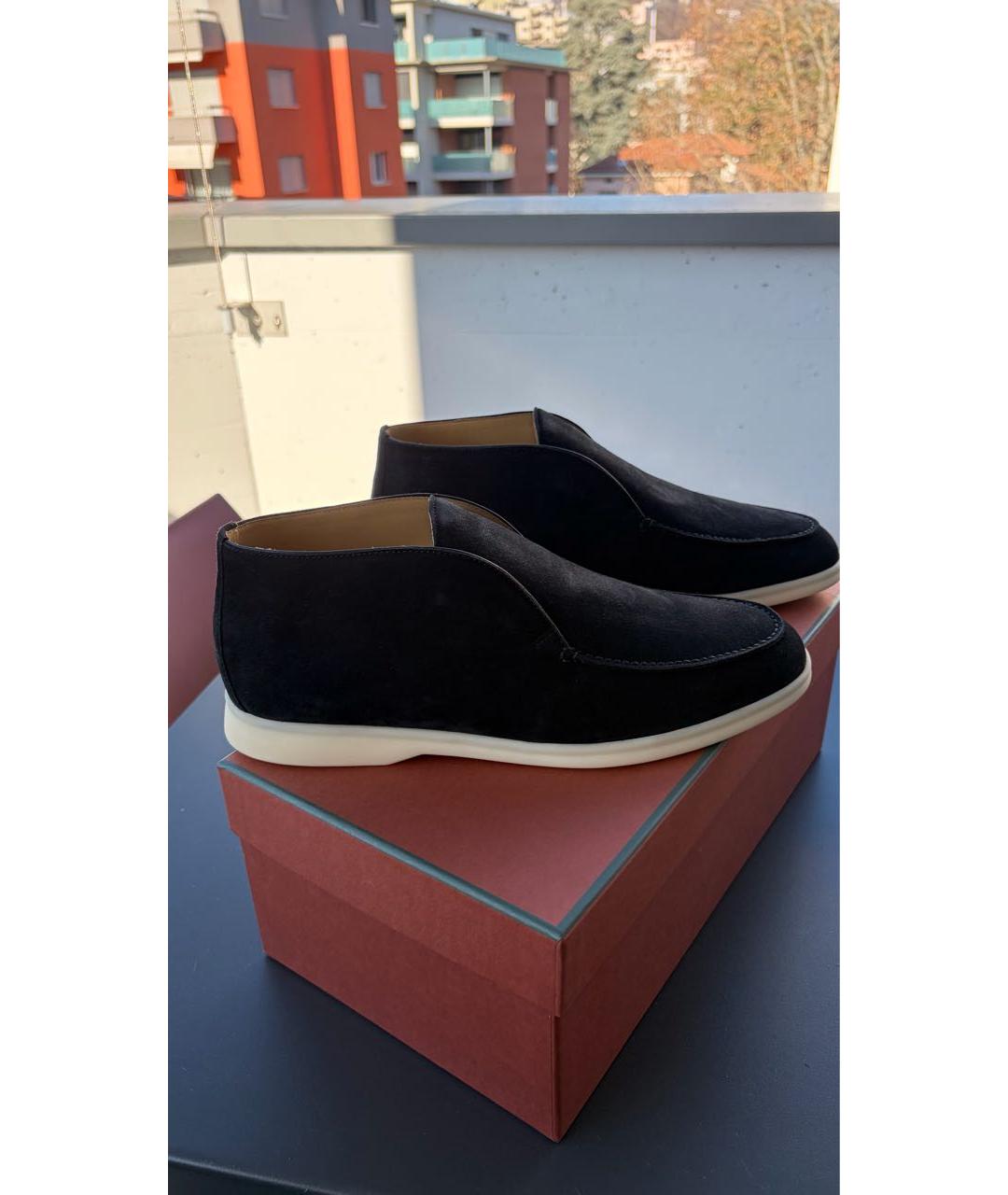 LORO PIANA Черные замшевые лоферы, фото 7