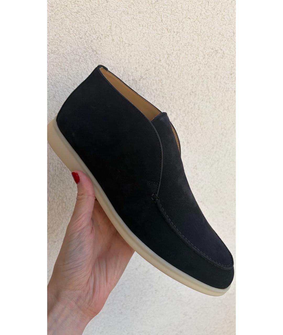 LORO PIANA Черные замшевые лоферы, фото 4