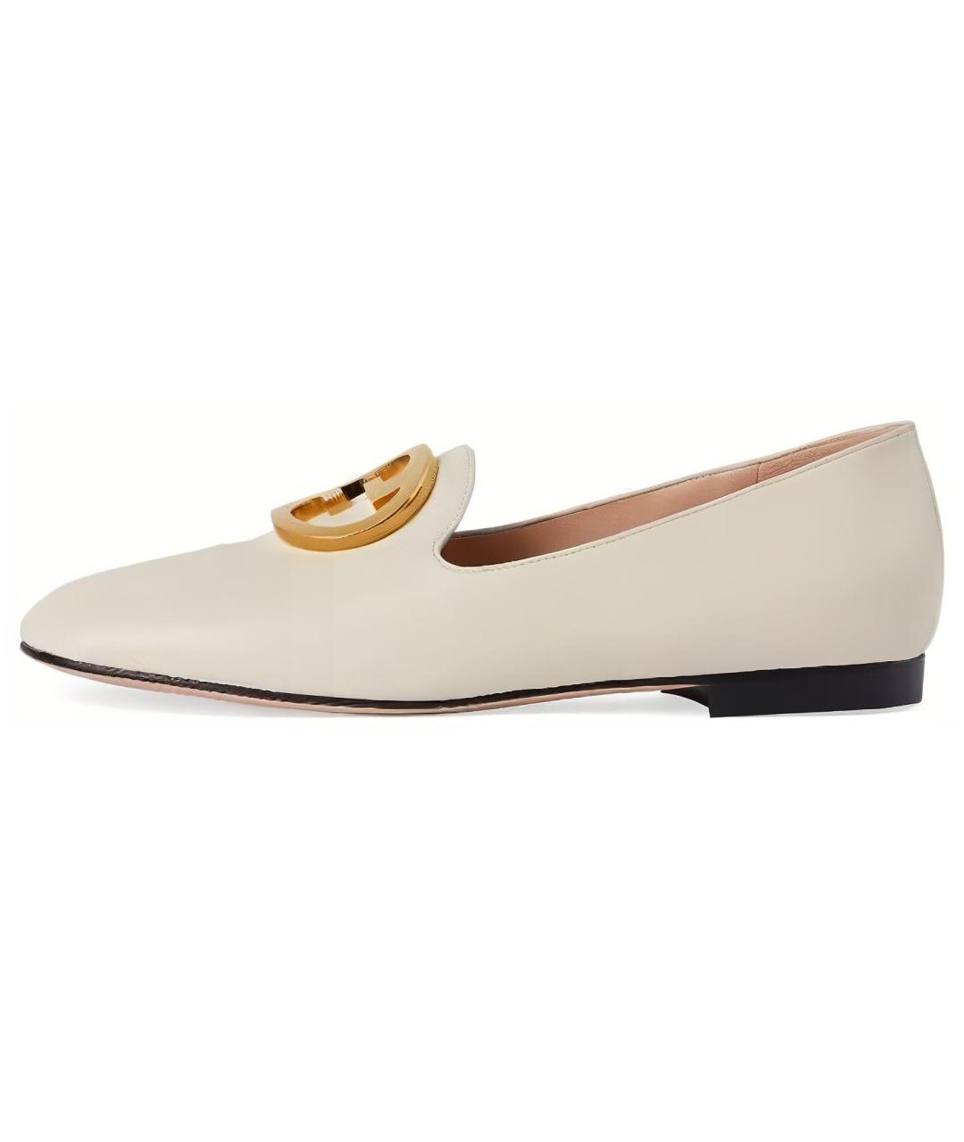 GUCCI Бежевые кожаные лоферы, фото 2