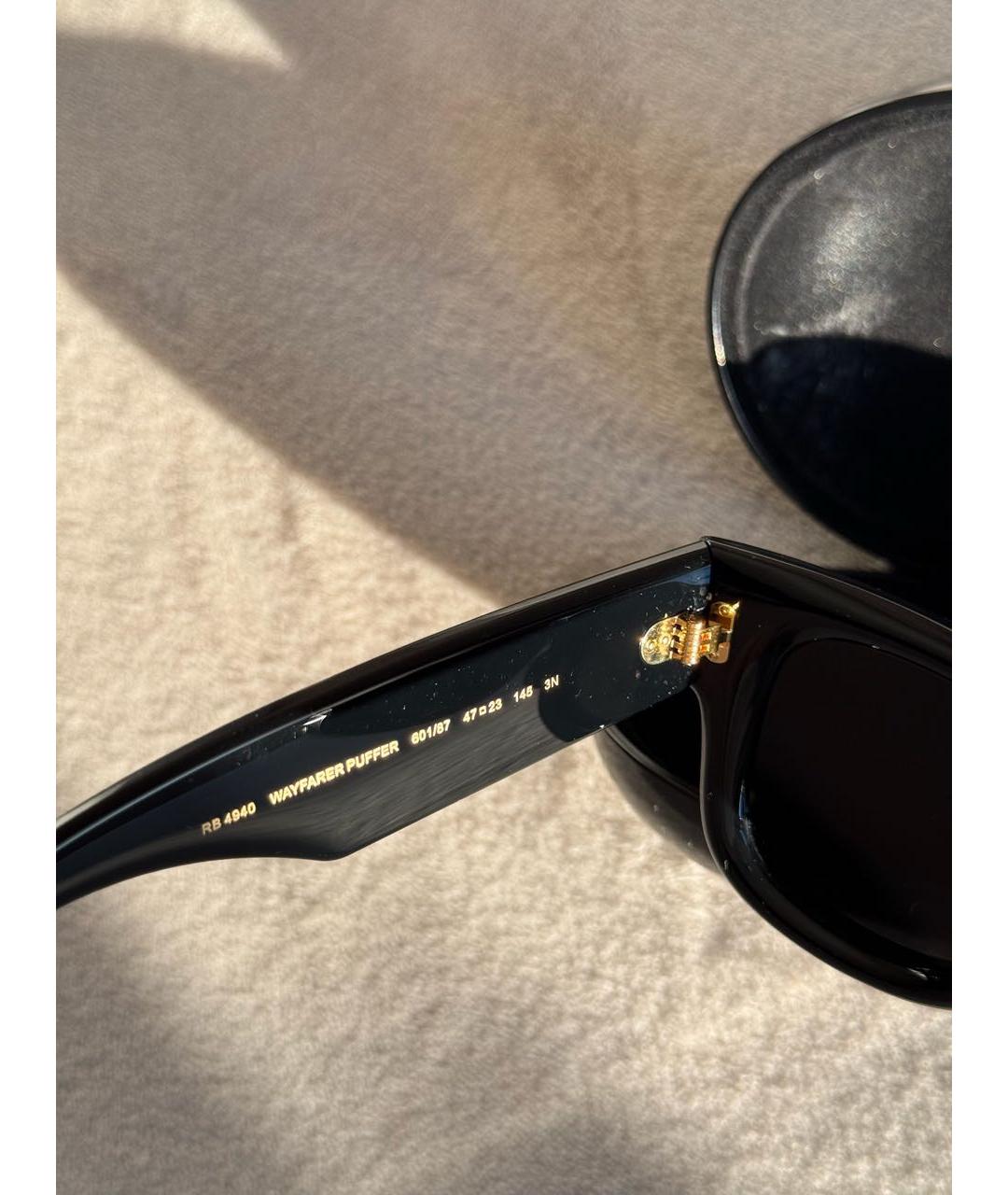 RAY BAN Черные пластиковые солнцезащитные очки, фото 4