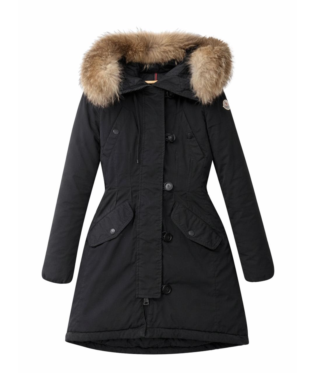 MONCLER Черная меховая парка, фото 1