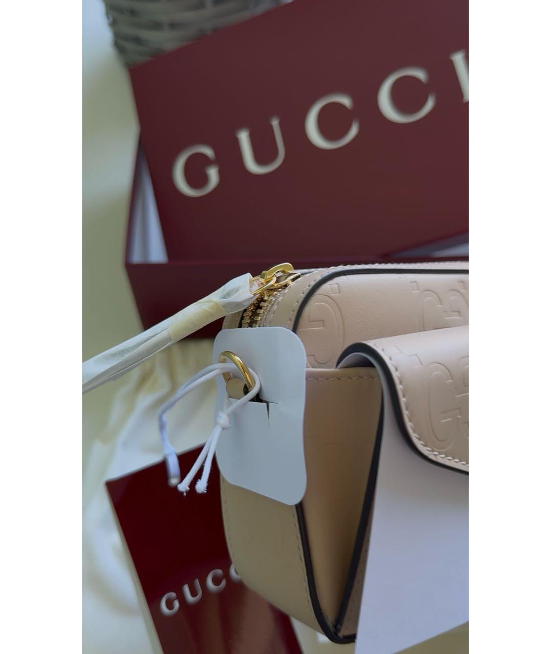 GUCCI Бежевая кожаная сумка через плечо, фото 2