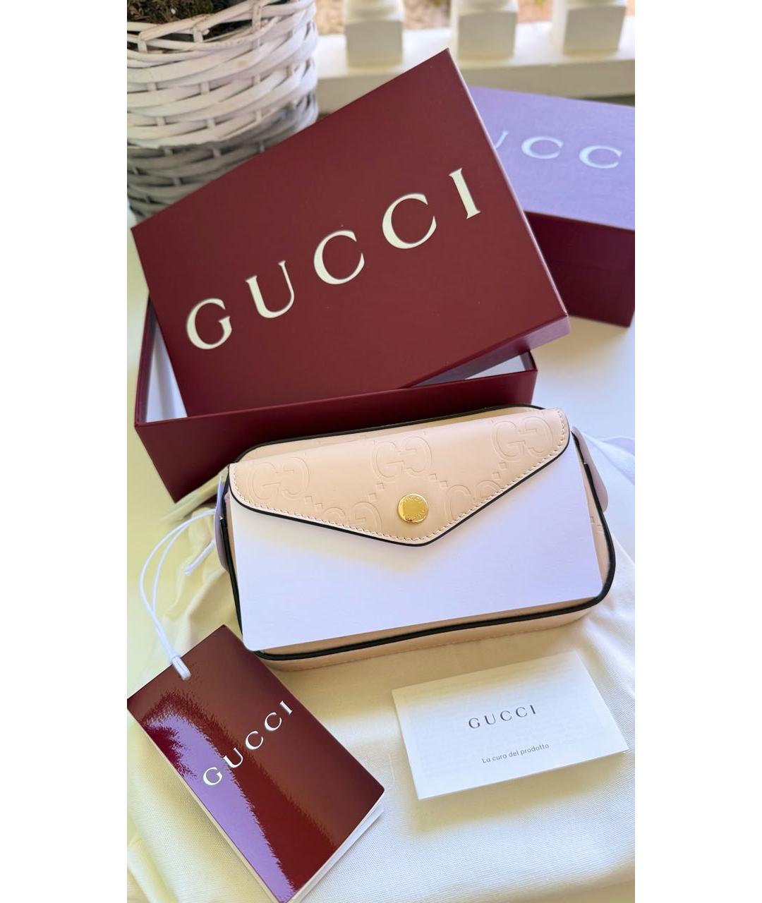 GUCCI Бежевая кожаная сумка через плечо, фото 6